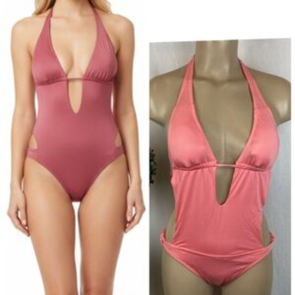 Beach Joy Pink Peach 1 Piece Monokini Swim Bathing Suit NEW S